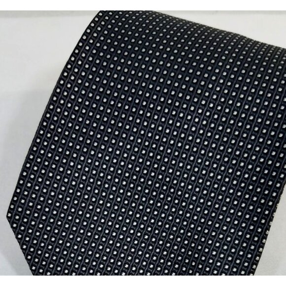 Calvin Klein Mens Silk Necktie Black Micro Dot Pattern 3.5" Width 59" Length - Picture 2 of 8